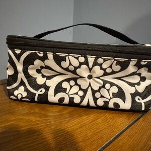 Thirty-One Black and White Floral Cosmetic Bag